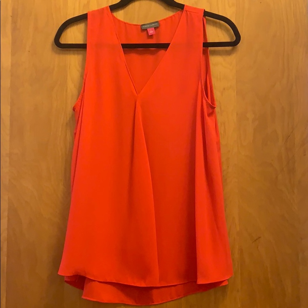 Vince Camino Red Silk Blouse